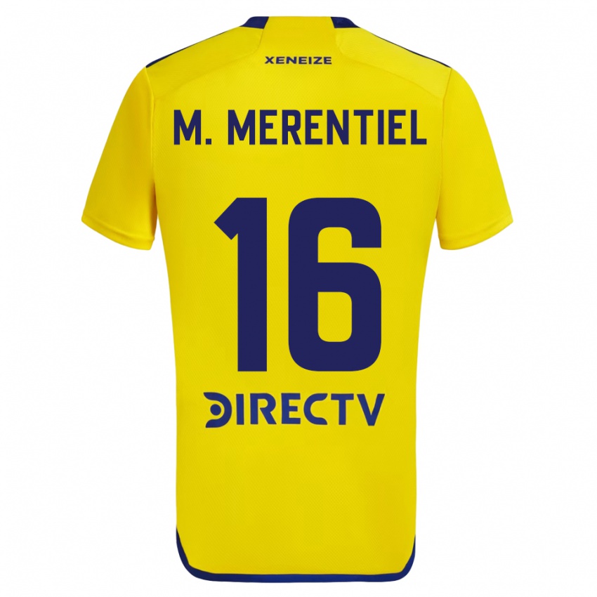 Bambino Maglia Miguel Merentiel #16 Giallo Blu Kit Gara Away 2024/25 Maglietta