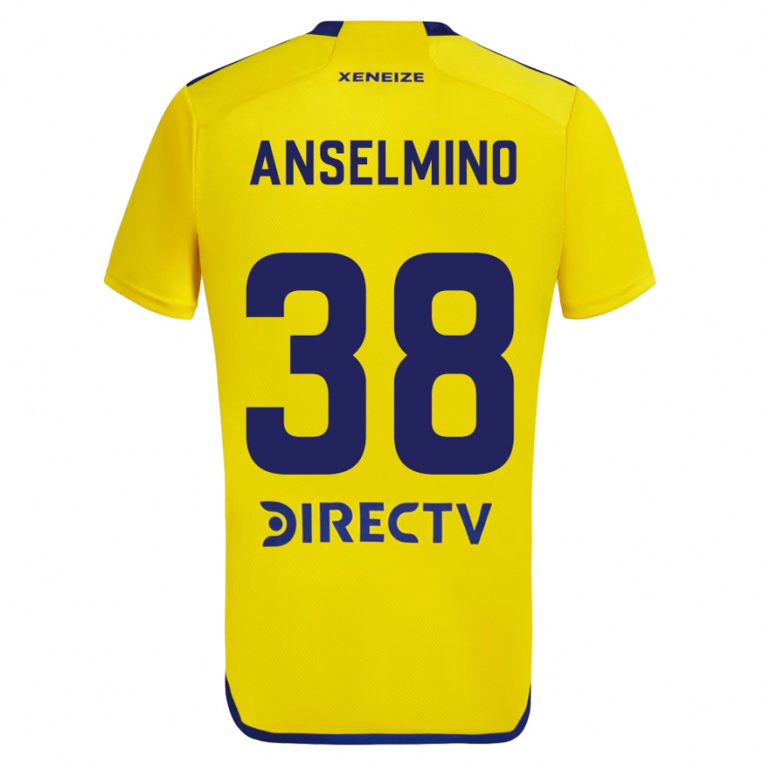 Bambino Maglia Aarón Anselmino #38 Giallo Blu Kit Gara Away 2024/25 Maglietta