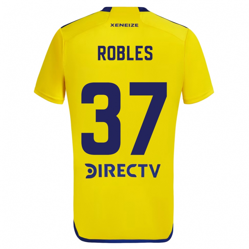 Bambino Maglia Sebastián Díaz Robles #37 Giallo Blu Kit Gara Away 2024/25 Maglietta