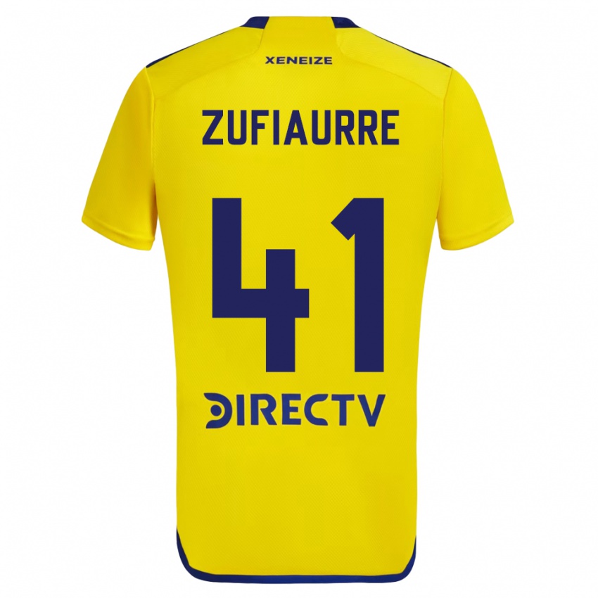 Bambino Maglia Iker Zufiaurre #41 Giallo Blu Kit Gara Away 2024/25 Maglietta