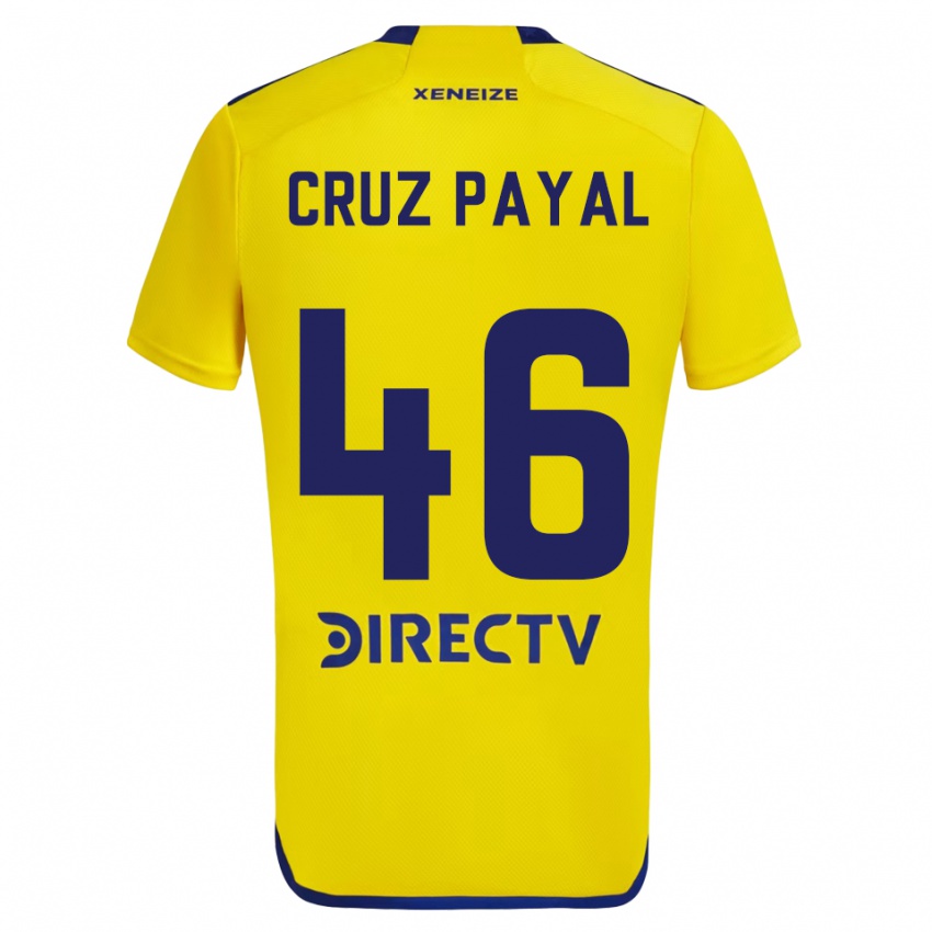 Bambino Maglia Juan Cruz Payal #46 Giallo Blu Kit Gara Away 2024/25 Maglietta