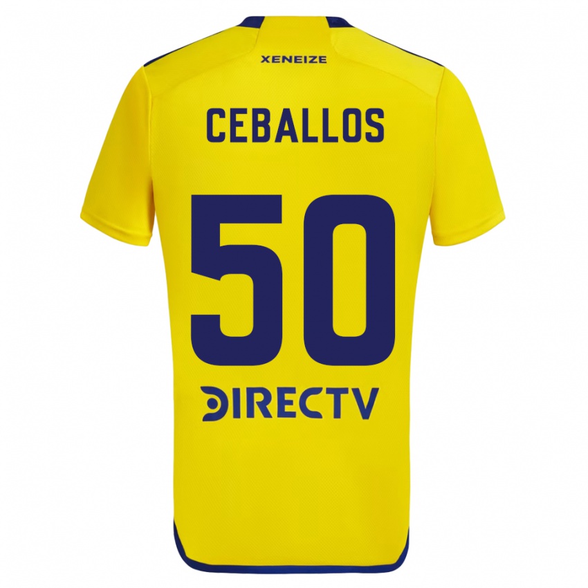 Bambino Maglia Julián Ceballos #50 Giallo Blu Kit Gara Away 2024/25 Maglietta