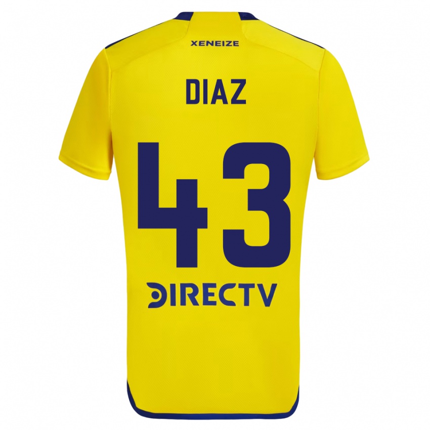 Bambino Maglia Tomas Diaz #43 Giallo Blu Kit Gara Away 2024/25 Maglietta