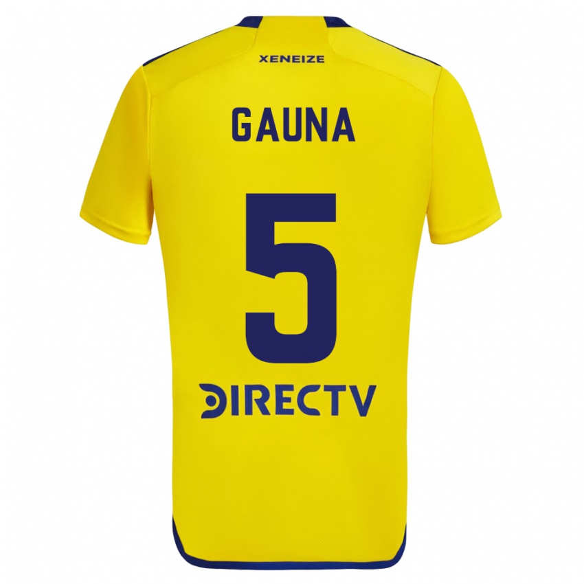 Bambino Maglia Santiago Gauna #5 Giallo Blu Kit Gara Away 2024/25 Maglietta