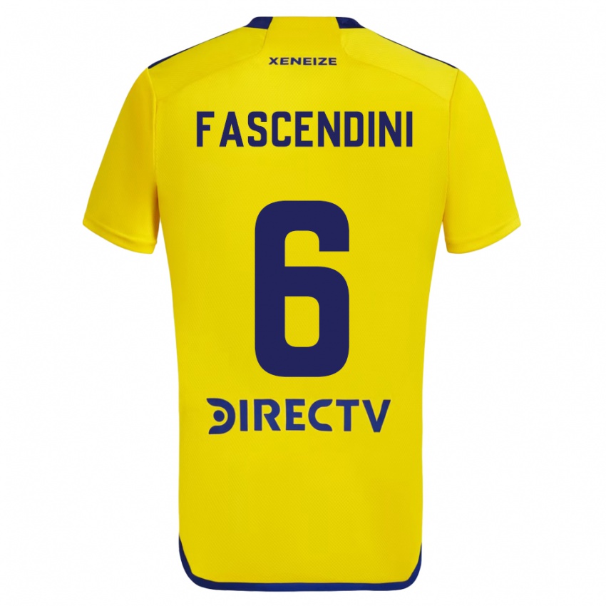 Bambino Maglia Valentín Fascendini #6 Giallo Blu Kit Gara Away 2024/25 Maglietta