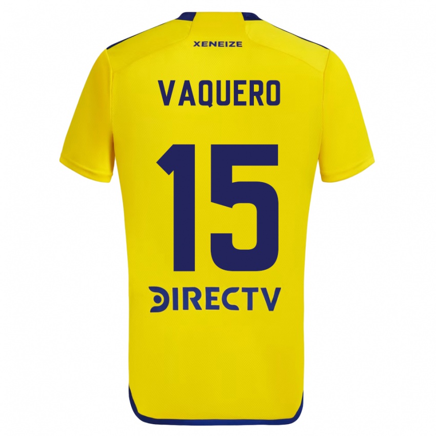 Bambino Maglia Iván Vaquero #15 Giallo Blu Kit Gara Away 2024/25 Maglietta