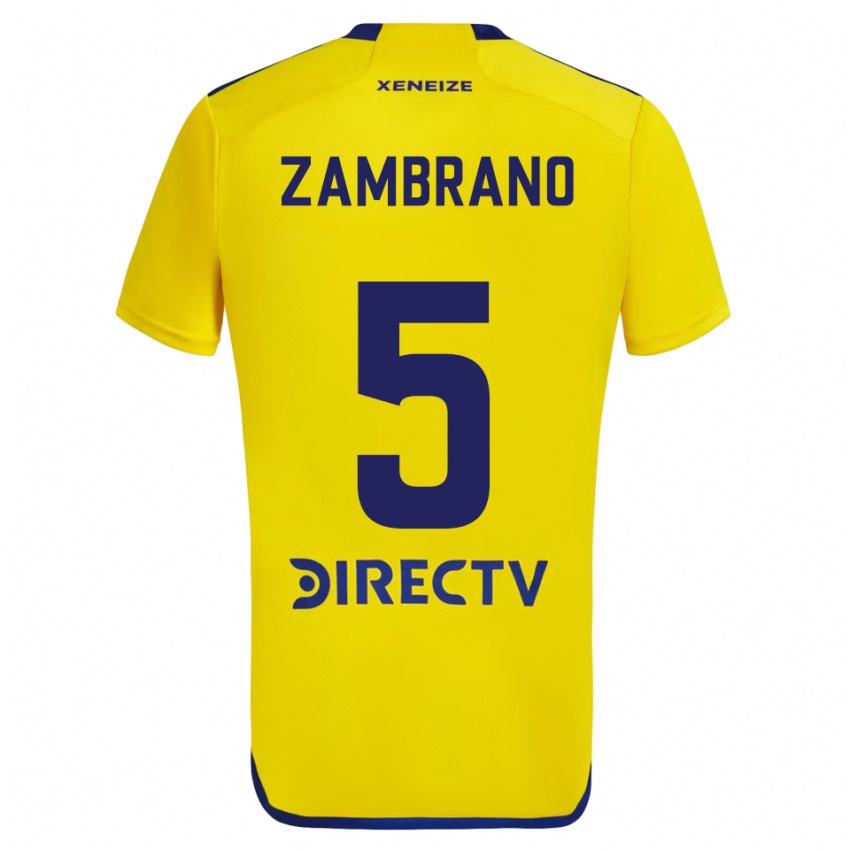 Bambino Maglia Carlos Zambrano #5 Giallo Blu Kit Gara Away 2024/25 Maglietta