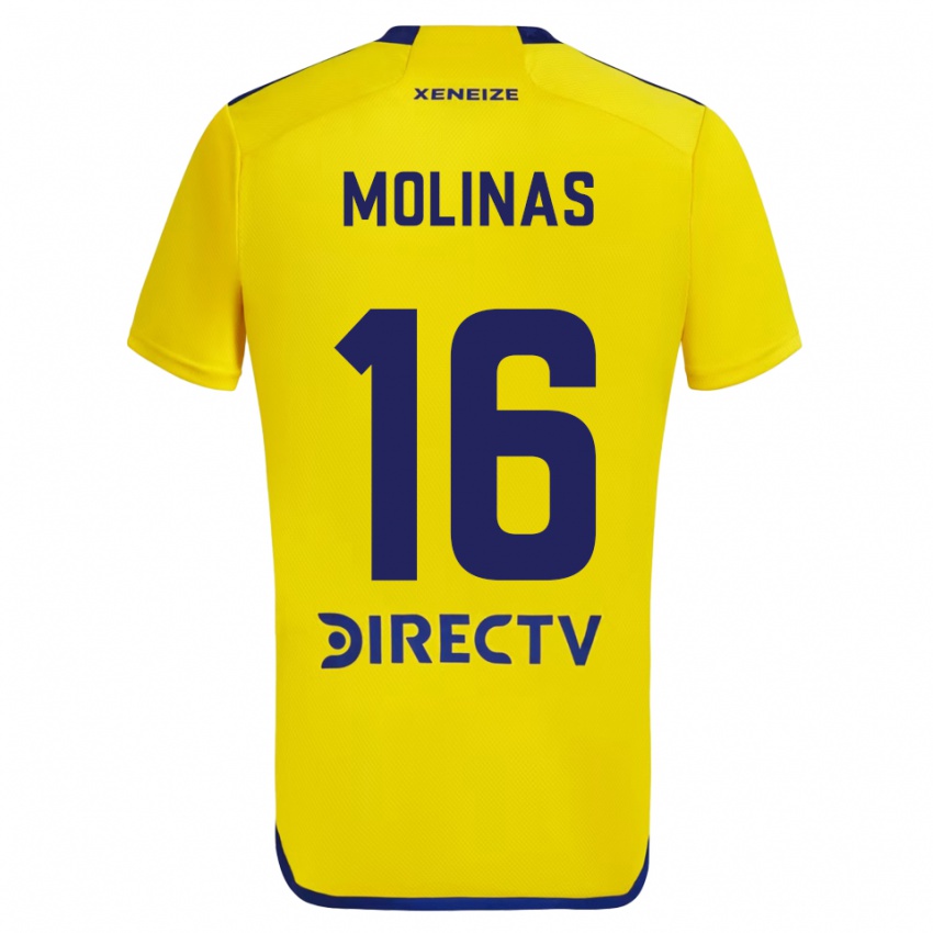 Bambino Maglia Aaron Molinas #16 Giallo Blu Kit Gara Away 2024/25 Maglietta