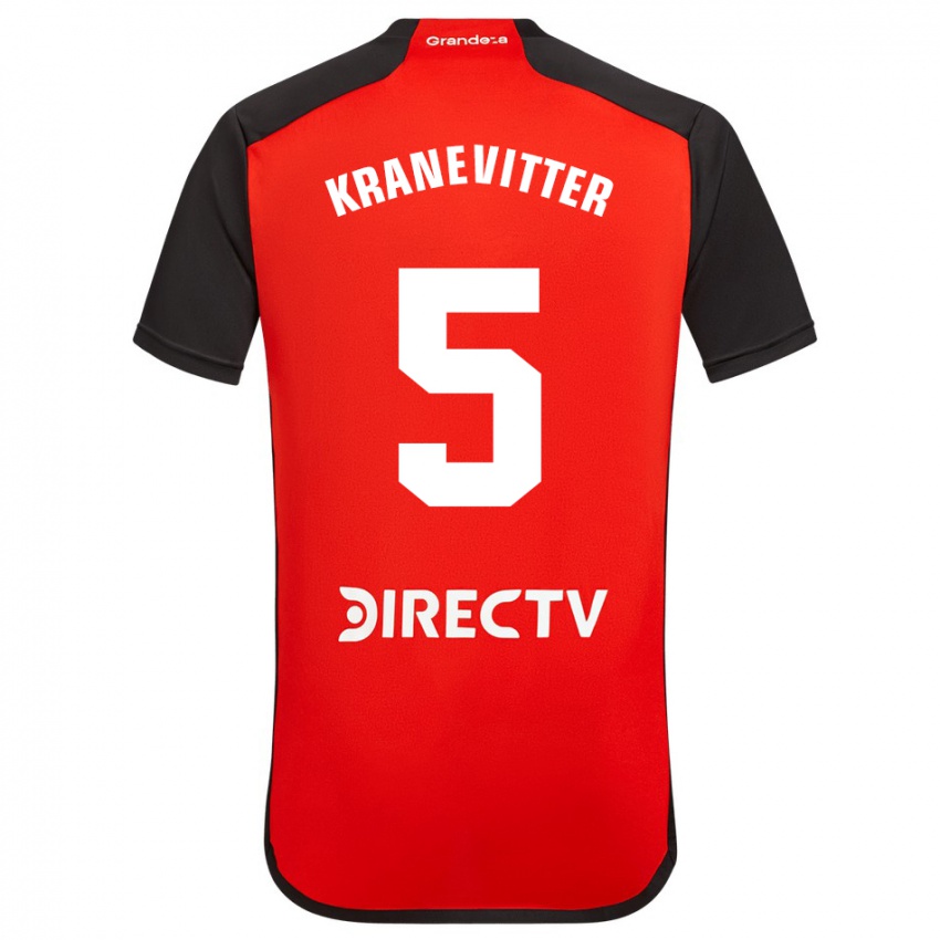 Bambino Maglia Matías Kranevitter #5 Rosso Nero Bianco Kit Gara Away 2024/25 Maglietta