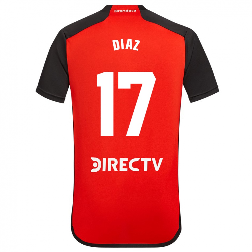 Bambino Maglia Paulo Diaz #17 Rosso Nero Bianco Kit Gara Away 2024/25 Maglietta