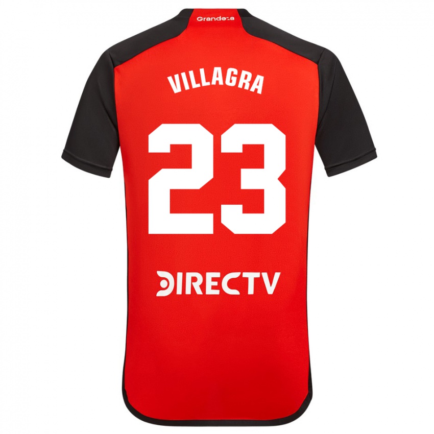 Bambino Maglia Rodrigo Villagra #23 Rosso Nero Bianco Kit Gara Away 2024/25 Maglietta