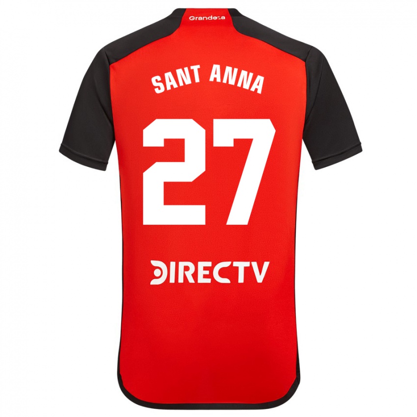 Bambino Maglia Agustín Sant Anna #27 Rosso Nero Bianco Kit Gara Away 2024/25 Maglietta