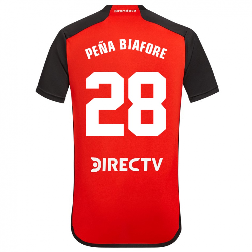 Bambino Maglia Felipe Pena Biafore #28 Rosso Nero Bianco Kit Gara Away 2024/25 Maglietta