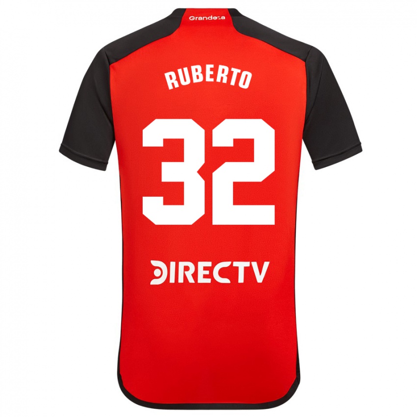 Bambino Maglia Agustín Ruberto #32 Rosso Nero Bianco Kit Gara Away 2024/25 Maglietta