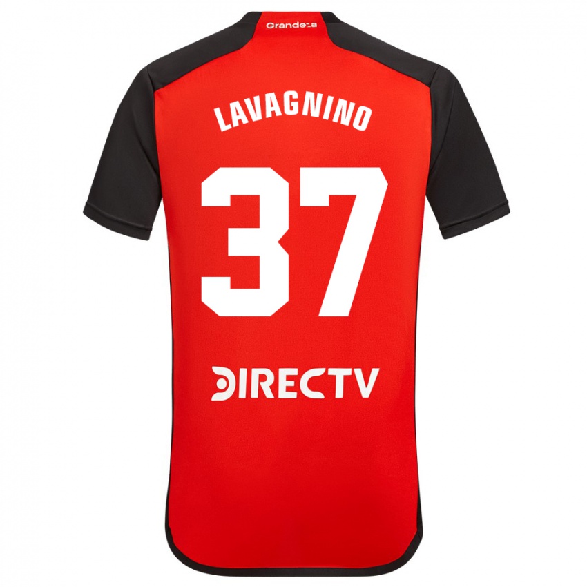 Bambino Maglia Lucas Lavagnino #37 Rosso Nero Bianco Kit Gara Away 2024/25 Maglietta