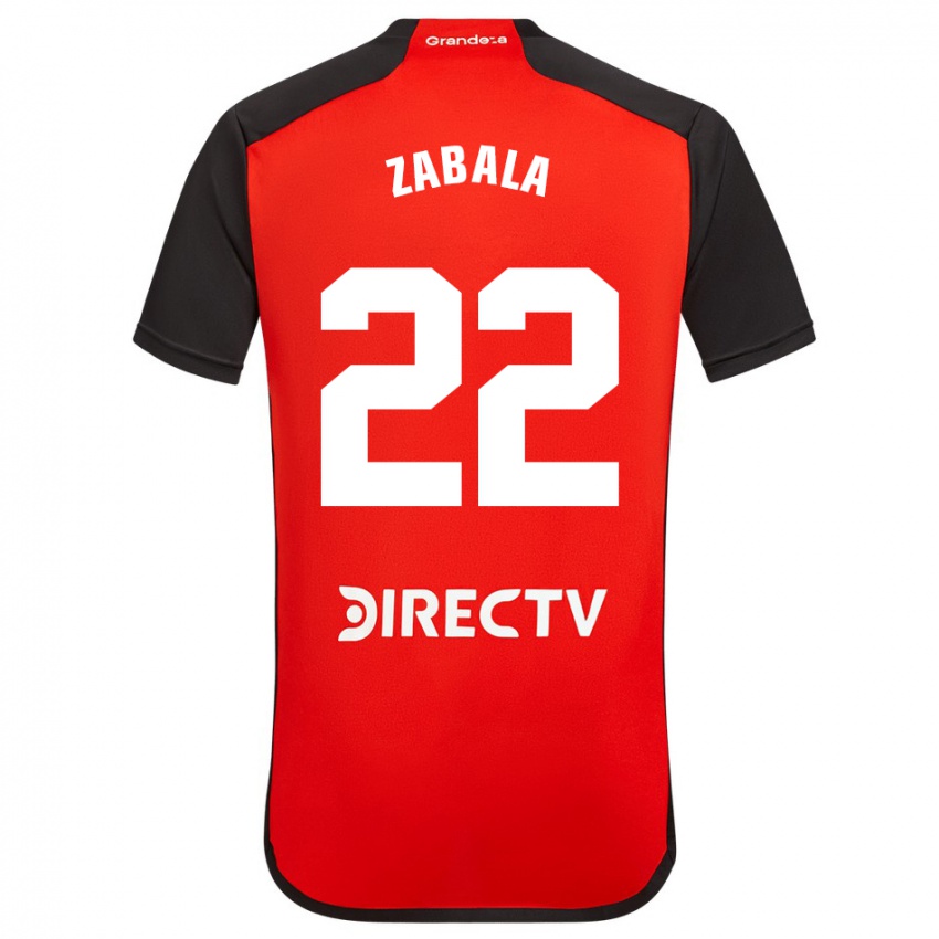 Bambino Maglia Daniel Zabala #22 Rosso Nero Bianco Kit Gara Away 2024/25 Maglietta