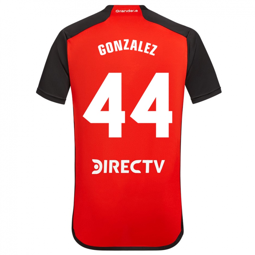 Bambino Maglia Alexis González #44 Rosso Nero Bianco Kit Gara Away 2024/25 Maglietta