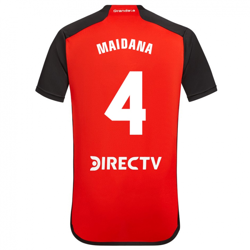 Bambino Maglia Jonatan Maidana #4 Rosso Nero Bianco Kit Gara Away 2024/25 Maglietta