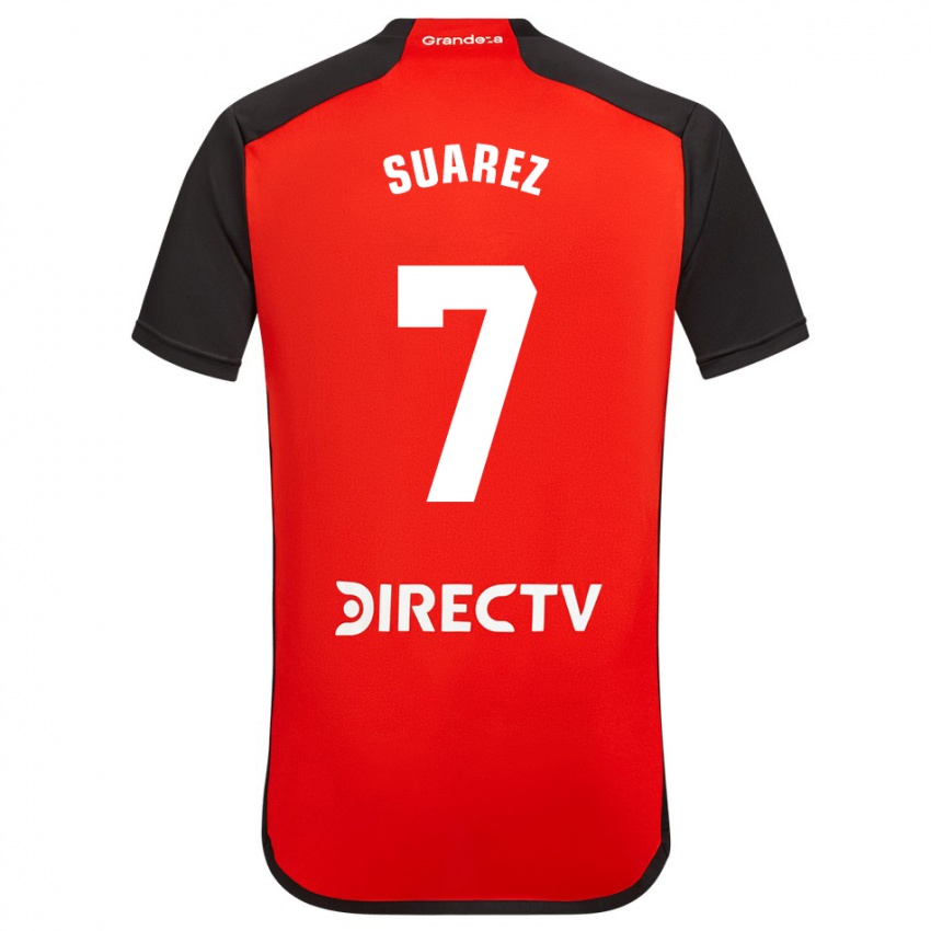 Bambino Maglia Matias Suarez #7 Rosso Nero Bianco Kit Gara Away 2024/25 Maglietta