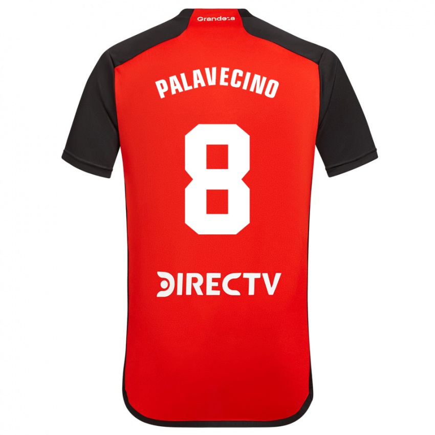 Bambino Maglia Agustin Palavecino #8 Rosso Nero Bianco Kit Gara Away 2024/25 Maglietta