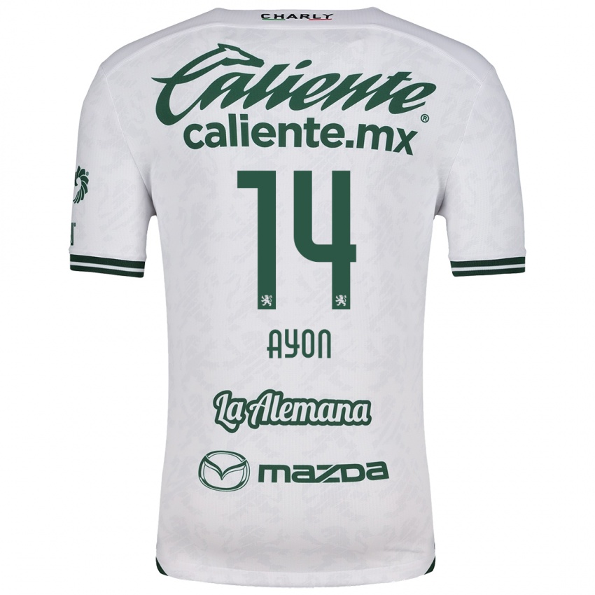 Bambino Maglia Ettson Ayón #14 Bianco Verde Kit Gara Away 2024/25 Maglietta