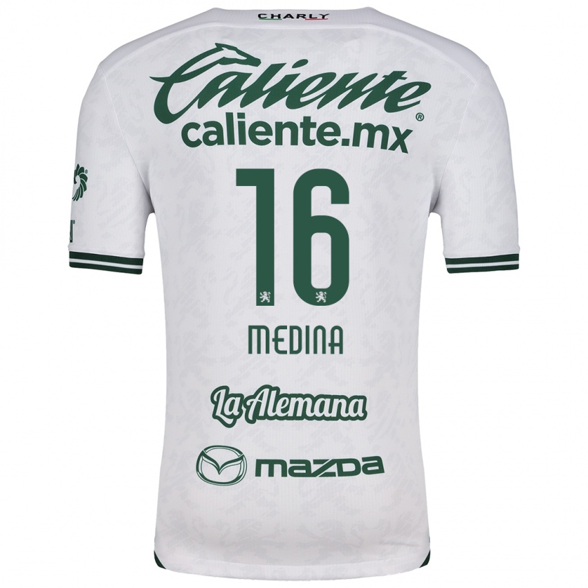 Bambino Maglia Alan Medina #16 Bianco Verde Kit Gara Away 2024/25 Maglietta