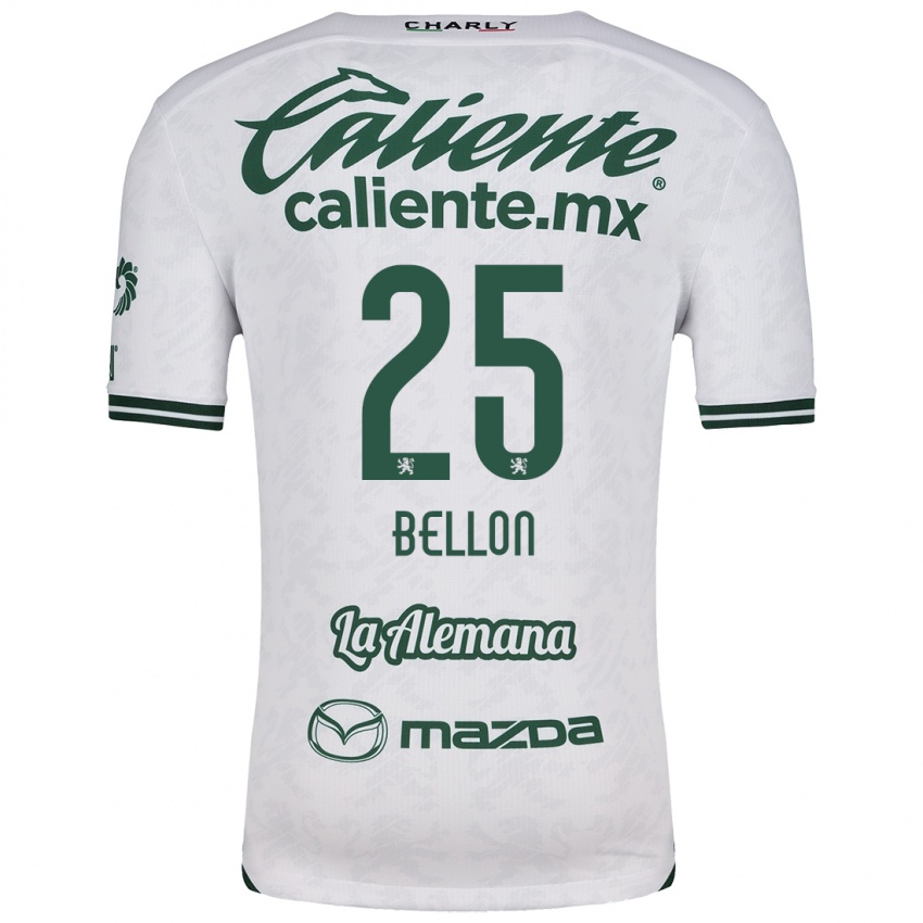 Bambino Maglia Paul Bellón #25 Bianco Verde Kit Gara Away 2024/25 Maglietta