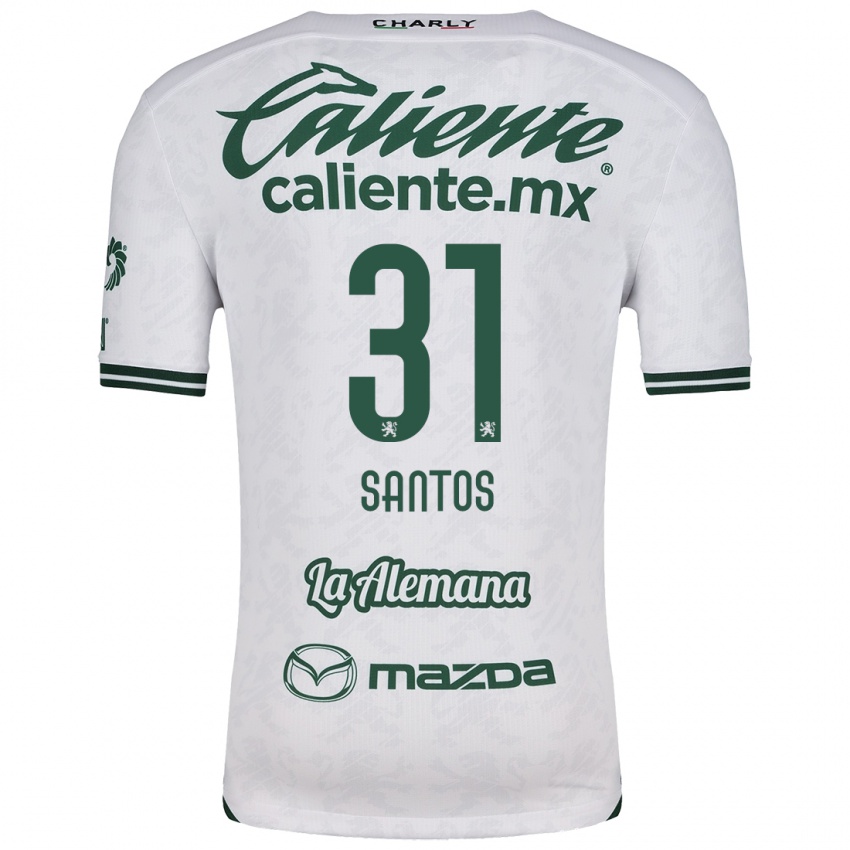 Bambino Maglia Sebastián Santos #31 Bianco Verde Kit Gara Away 2024/25 Maglietta