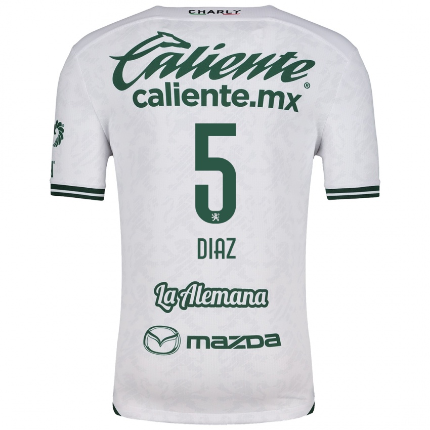 Bambino Maglia Brenda Díaz #5 Bianco Verde Kit Gara Away 2024/25 Maglietta