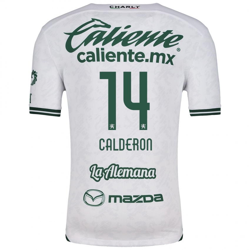 Bambino Maglia Daniela Calderón #14 Bianco Verde Kit Gara Away 2024/25 Maglietta