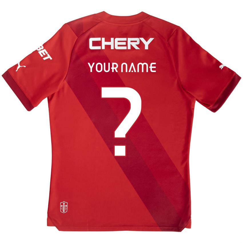 Bambino Maglia Il Tuo Nome #0 Rosso Bianco Kit Gara Away 2024/25 Maglietta