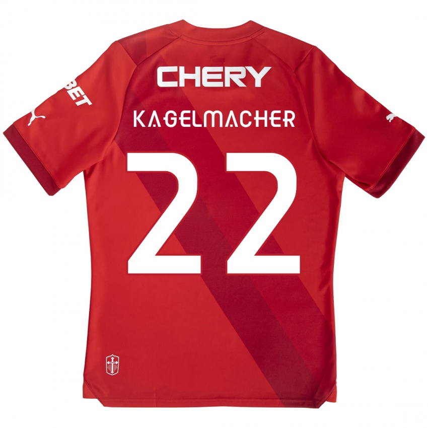 Bambino Maglia Gary Kagelmacher #22 Rosso Bianco Kit Gara Away 2024/25 Maglietta