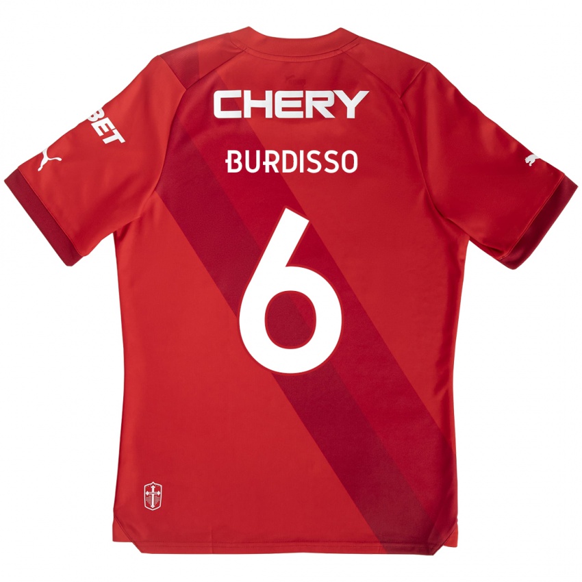 Bambino Maglia Guillermo Burdisso #6 Rosso Bianco Kit Gara Away 2024/25 Maglietta