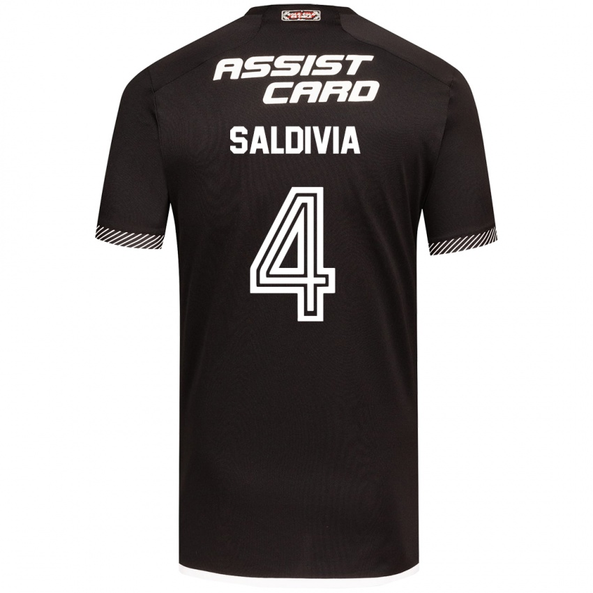 Bambino Maglia Alan Saldivia #4 Nero Bianco Kit Gara Away 2024/25 Maglietta