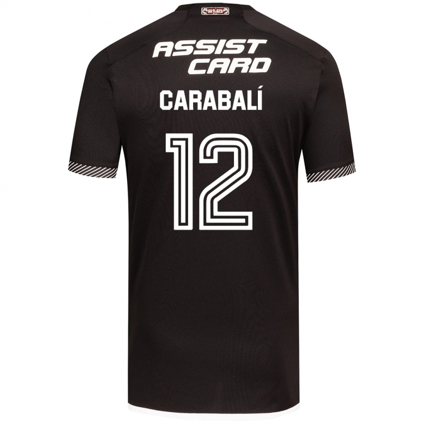 Bambino Maglia Omar Carabalí #12 Nero Bianco Kit Gara Away 2024/25 Maglietta