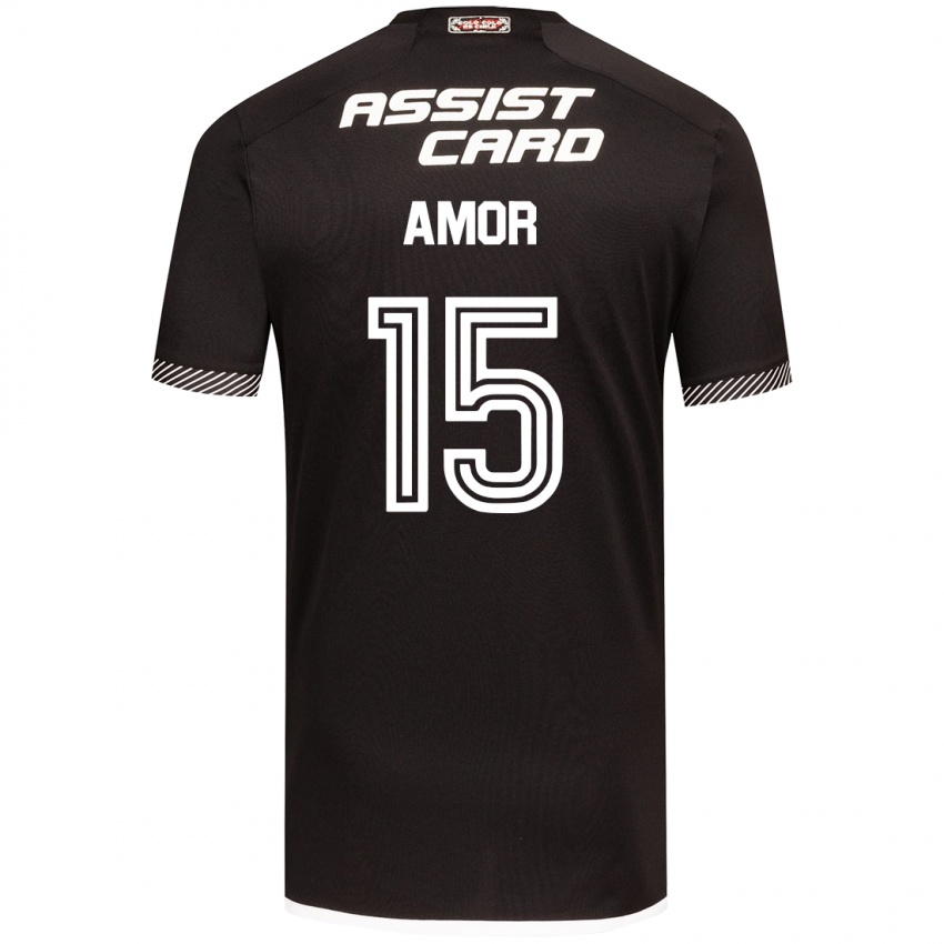 Bambino Maglia Emiliano Amor #15 Nero Bianco Kit Gara Away 2024/25 Maglietta