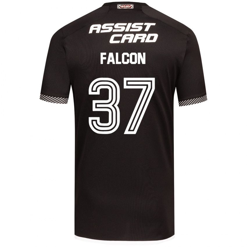 Bambino Maglia Maximiliano Falcón #37 Nero Bianco Kit Gara Away 2024/25 Maglietta