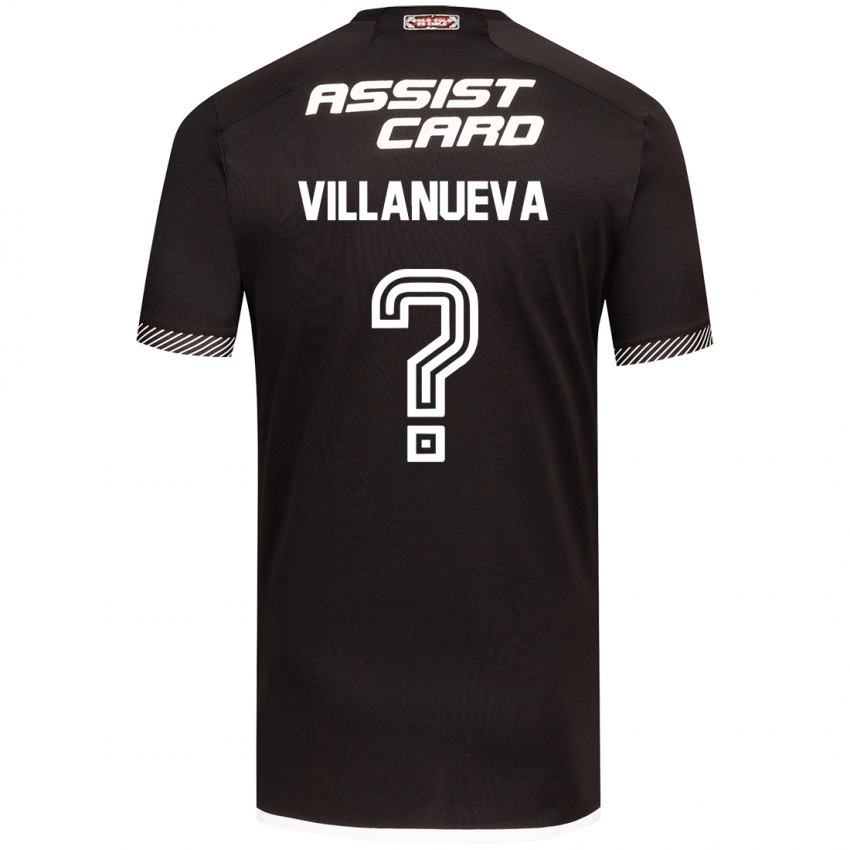 Bambino Maglia Eduardo Villanueva #0 Nero Bianco Kit Gara Away 2024/25 Maglietta