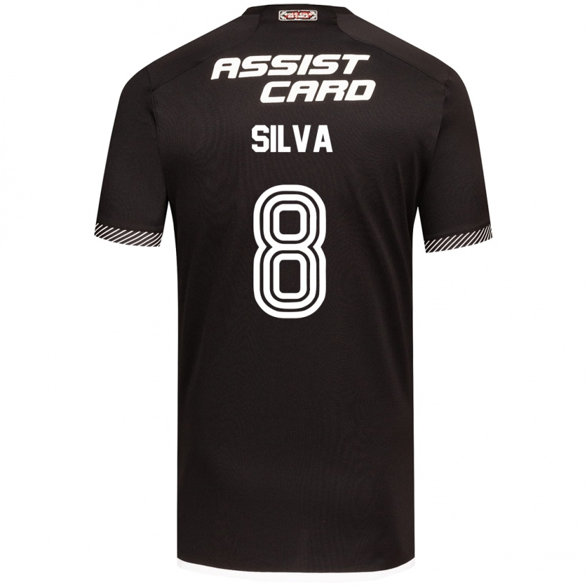 Bambino Maglia Bastián Silva #8 Nero Bianco Kit Gara Away 2024/25 Maglietta