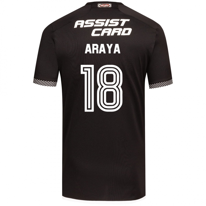 Bambino Maglia Benjamín Araya #18 Nero Bianco Kit Gara Away 2024/25 Maglietta