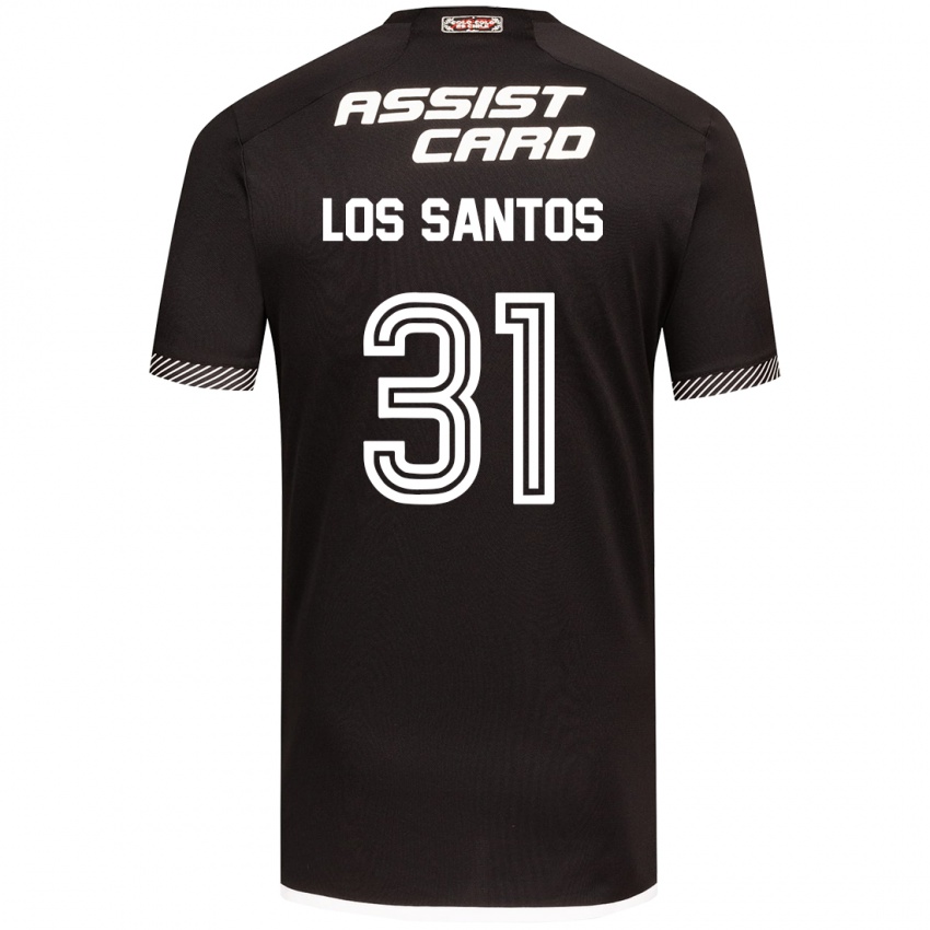 Bambino Maglia Matías De Los Santos #31 Nero Bianco Kit Gara Away 2024/25 Maglietta