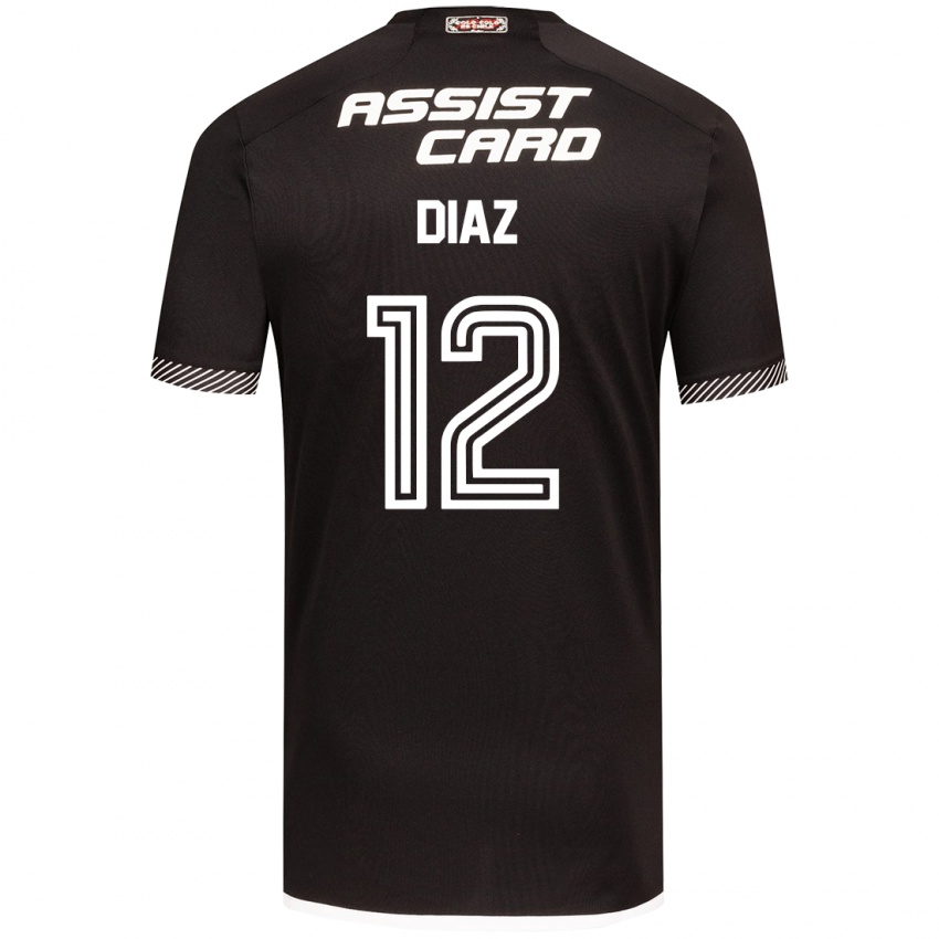 Bambino Maglia Javiera Díaz #12 Nero Bianco Kit Gara Away 2024/25 Maglietta