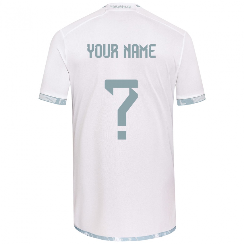 Bambino Maglia Il Tuo Nome #0 Bianco Grigio Kit Gara Away 2024/25 Maglietta