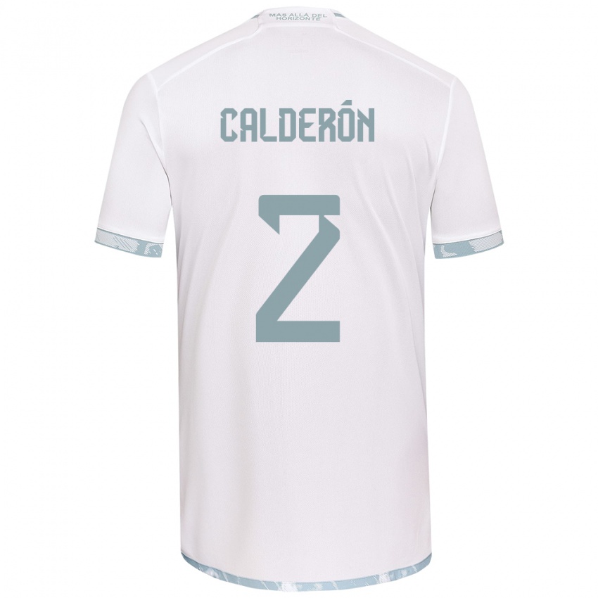 Bambino Maglia Franco Calderón #2 Bianco Grigio Kit Gara Away 2024/25 Maglietta