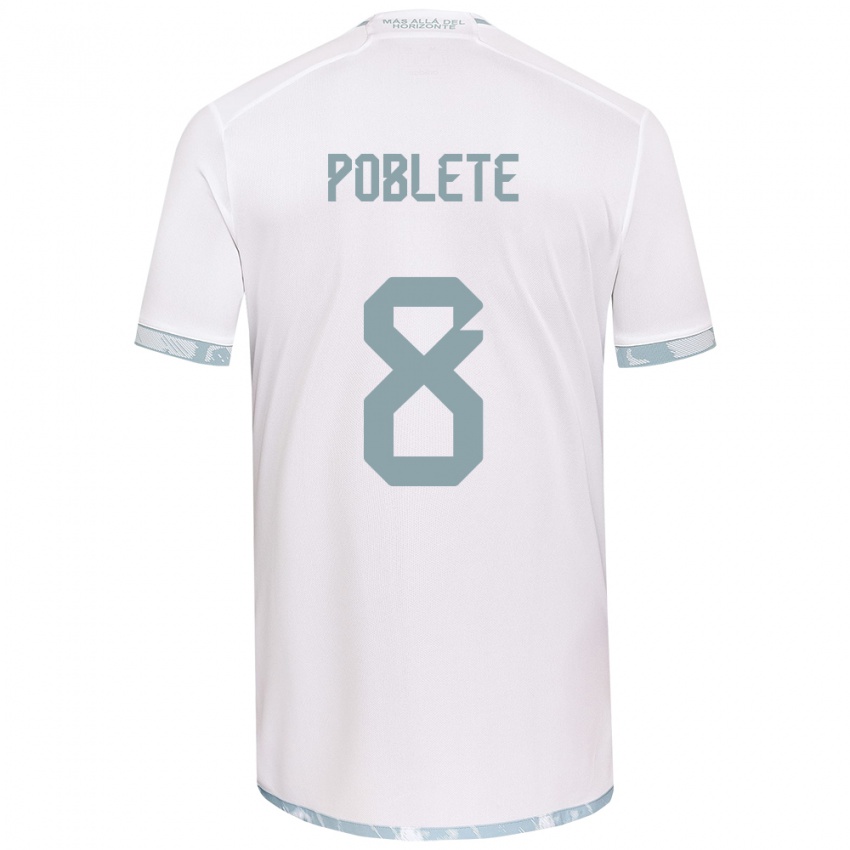 Bambino Maglia Israel Poblete #8 Bianco Grigio Kit Gara Away 2024/25 Maglietta