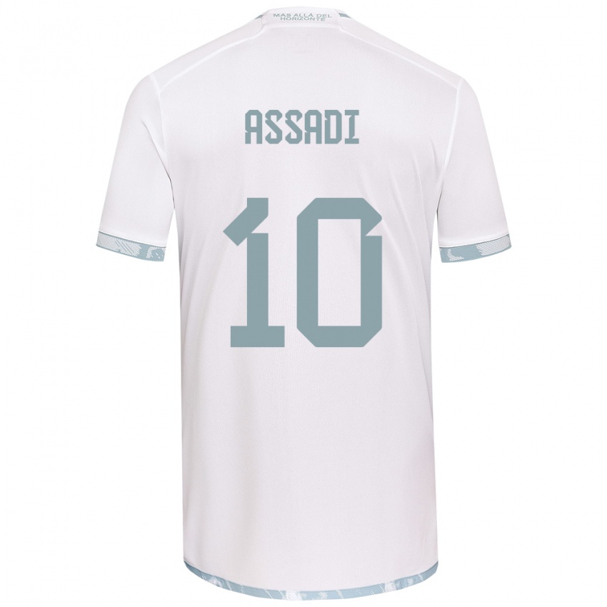 Bambino Maglia Lucas Assadi #10 Bianco Grigio Kit Gara Away 2024/25 Maglietta