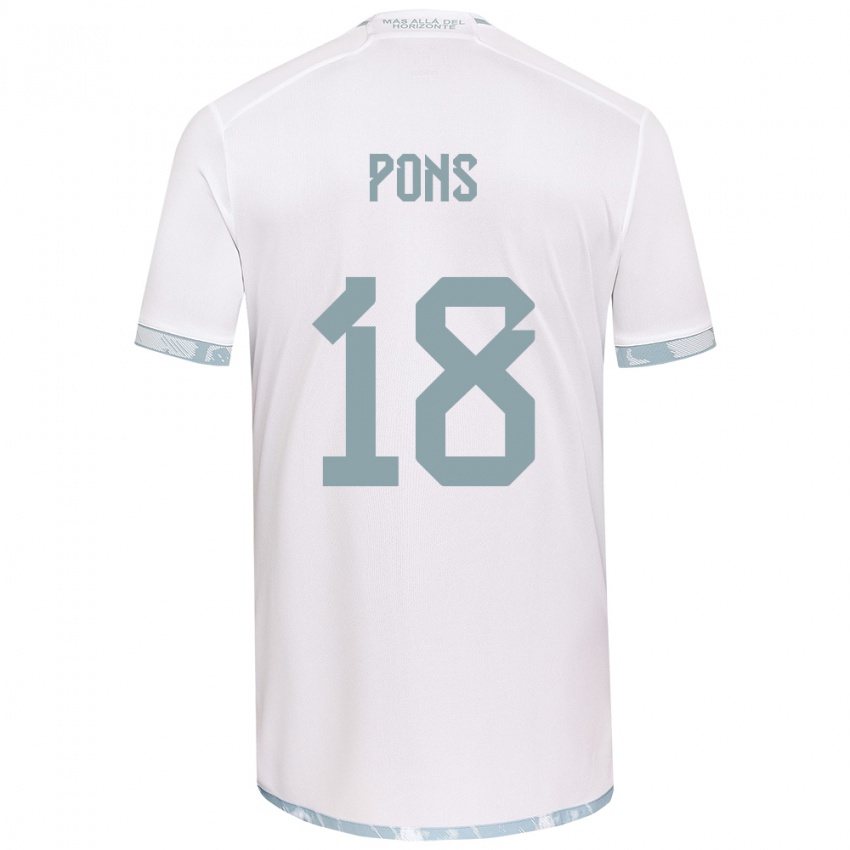 Bambino Maglia Luciano Pons #18 Bianco Grigio Kit Gara Away 2024/25 Maglietta