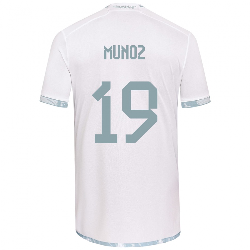 Bambino Maglia Cristóbal Muñoz #19 Bianco Grigio Kit Gara Away 2024/25 Maglietta