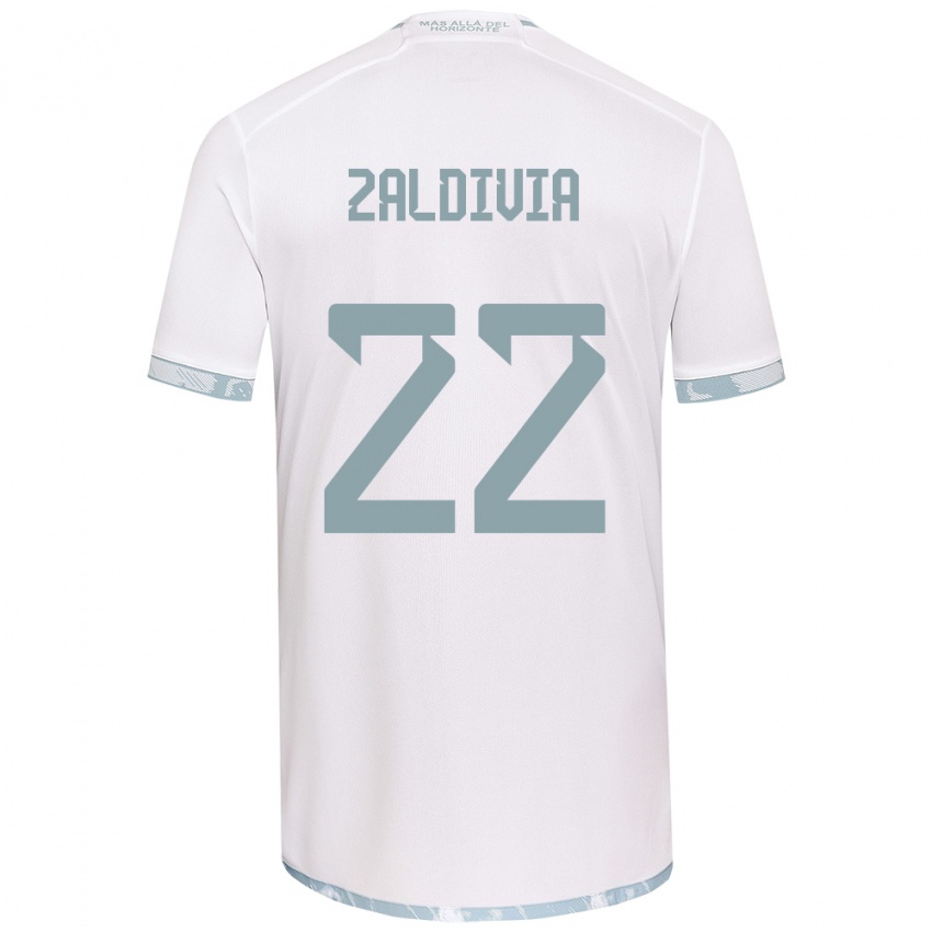 Bambino Maglia Matías Zaldivia #22 Bianco Grigio Kit Gara Away 2024/25 Maglietta