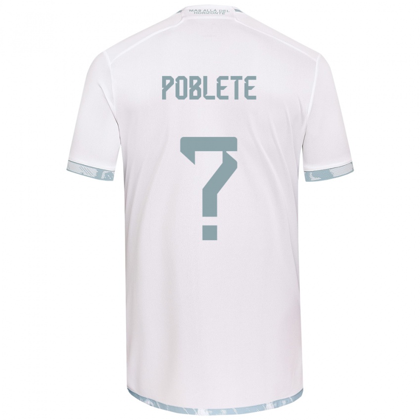 Bambino Maglia José Poblete #0 Bianco Grigio Kit Gara Away 2024/25 Maglietta